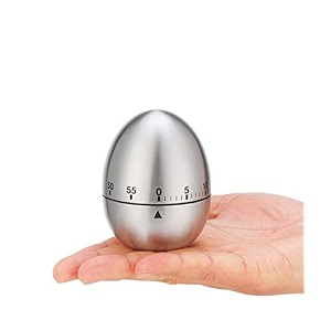 kitchentimerchef cookingtimer egg timer mechanical countdown timer waterproof timerstainless steel egg-shaped mechanical rotating alarm55 minutes timerwith 80db loud alarm clockno battery