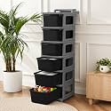 KITCHIVO™ Heavy Duty Plastic Storage Drawer with Wheels | Modular Cabinet for Bedroom, Office, Home or Classroom| Chest of Drawers Organiser for Cosmetics, Kitchen items, Toys (Black &amp; Grey, 6)