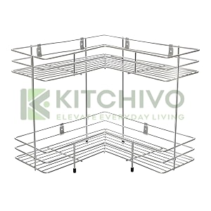 kitchivo kitchen trolly multipurpose stainless steel portable storage floor standing or tabletop racktrolley with wheels for kitchen storage 2 l corner steel