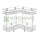 KITCHIVO™ Kitchen Trolly Multipurpose Stainless Steel Portable Storage Floor Standing Or Tabletop Rack|Trolley with Wheels for Kitchen Storage (2 L Corner Steel)
