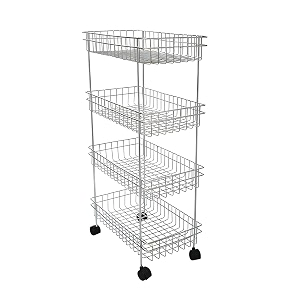 kitchivo kitchen trolly multipurpose stainless steel portable storage floor standing or tabletop racktrolley with wheels for kitchen storage 4 layer steel