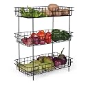 KITCHIVO™ Multipurpose Fruits &amp; Vegetable Stand/Kitchen Trolley with Wheels | Space-Saving Onion Potato Rack for Kitchen Storage (Metal, 3 Layer)