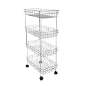 KITCHIVO™ Kitchen Trolly Multipurpose Stainless Steel Portable Storage Floor Standing Or Tabletop Rack|Trolley with Wheels for Kitchen Storage (4 Layer Steel)