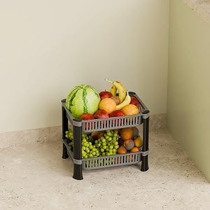 kitchivo plastic 2-layer multipurpose kitchen organizerstorage rack  onion stand for kitchen  vessels amp vegetable organiser