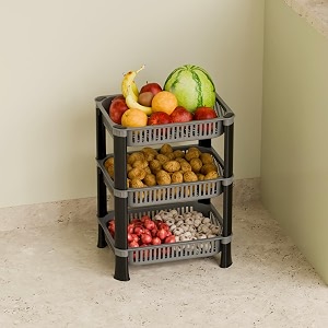 kitchivo plastic 3-layer multipurpose kitchen organizerstorage rack  onion stand for kitchen  vessels amp vegetable organiser