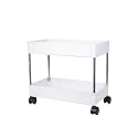 KITCHIVO™ Plastic Multipurpose Storage Organizer Slim Rack Shelf with Wheels for Living Room, Office, Bedroom, Bathroom, Kids Room, Kitchen Trolley (Plastic &amp; Steel, 2 Layer)