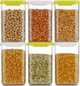 kitchkart Plastic Grocery Container  - 1200 ml (Pack of 6, Green, White)
