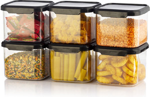 kitchkart plastic grocery container  - 550 ml pack of 6 black