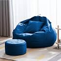 3XL Premium Faux Leather Bean Bag Filled with Beans | Capacity: Upto 5.8 Ft Height| Ready to Use (Royal Blue, XXXL)