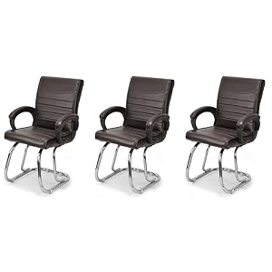 comfortable exclusive home office visitor study home library chair with cushioned seat back 3 coffee double pipe chrome frame