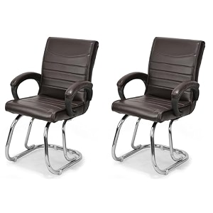 comfortable exclusive home office visitor study home library chair with cushioned seat back 1 brown double pipe chrome frame