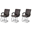 Comfortable Exclusive Home Office Visitor Study Home Library Chair with Cushioned seat Back (3, Coffee, Double Pipe Chrome Frame)
