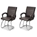Comfortable Exclusive Home Office Visitor Study Home Library Chair with Cushioned seat Back (1, Brown, Double Pipe Chrome Frame)
