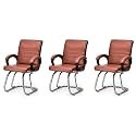 Comfortable Exclusive Home Office Visitor Study Home Library Chair with Cushioned seat Back (3, Brown, Double Pipe Chrome Frame)
