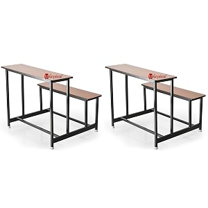 school home tution bench duel desk bench student bench cum duel desk strong and sturdy metal standard structure with wooden top 2 mix large class
