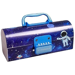 kitley pencil box  suitcase style password lock pencil case multi-layer pencil box for kids boys girls stationary organizer box for kids birthday return gift for kids multicolor multi
