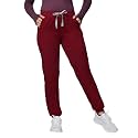 Kitmaz Women's Medical Scrub Jogger Pants, Mid Rise, Burgundy, 2XL