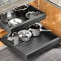 Kitstorack Pull out Cabinet Organizer, Expandable(12"-20") Heavy Duty Slide out Drawer Fixed with Adhesive Nano Film for Pots, Roll out Shelf Storage for Kitchen Base Cabinet Organization