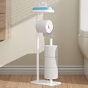 Kitsure Metal Toilet Paper Holder Free Standing, Medium, White