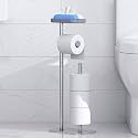 Kitsure Metal Toilet Paper Holder Free Standing, Medium, Silver