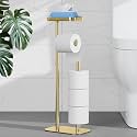 Kitsure Metal Toilet Paper Holder Free Standing, Medium, Chrome Gold