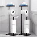 Kitsure Metal Toilet Paper Holder Free Standing, Medium - 2 Pack, Black