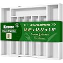 Kitsure Silverware Organizer, Bamboo Kitchen Drawer Tray, White, Large