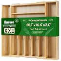 Kitsure Silverware Organizer, Bamboo Kitchen Drawer Tray, Natural, XX-Large