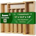 Kitsure Silverware Organizer, Bamboo Kitchen Drawer Tray, Natural, Medium