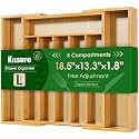 Kitsure Silverware Organizer, Bamboo Kitchen Drawer Tray, Natural, Large
