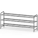Kitsure Stainless Steel Shoe Rack Organizer, 42.9" Wide - 3 Tier, Black