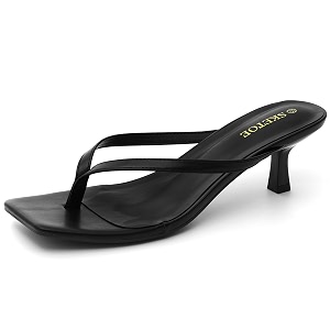 Kitten Heels for Women Square Toe Sandals