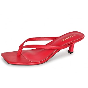 Kitten Heels for Women Square Toe Sandals