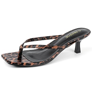Kitten Heels for Women Square Toe Sandals