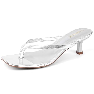 Kitten Heels for Women Square Toe Sandals
