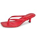 Kitten Heels for Women Square Toe Sandals Flip Flop Heels Thong Sandals Comfortable Summer 2 Inch Heels Sandals