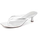 Kitten Heels for Women Square Toe Sandals Flip Flop Heels Thong Comfortable 2 Inch
