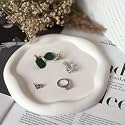 Kitty Cat® Handmade Concrete Cloud Trinket Tray – Off-White Jewelry & Makeup Organizer, Elegant Multifunctional Storage for Desk, Bedroom, Home Decor, Candle Holder, Gift (19x18.5cm) (Irregular - 1)