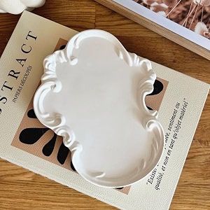 kittycat aesthetic baroque trinket tray  elegant white decorative jewelry organizer tray for vanity dresser amp coffee table  handmade look home dcor accent