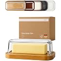 KIVY Glass butter dish with airtight lid that keeps butter soft - Bamboo