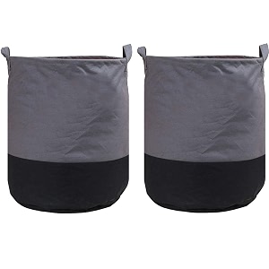 kivya laundry bag  basket for clothes toys storage organizer dirty cloth organiser box grey and black - set of 2