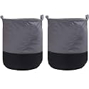 KIVYA Laundry Bag / Basket for clothes, Toys Storage organizer dirty cloth organiser box, Grey and Black - Set of 2