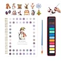 Christmas Watercolor Workbook for Adults, Beginner Friendly Watercolor Painting Kit Winter Water Coloring Book, Nature-Themed Practice Art Gift Water Color Paint Book with Palette and Brush