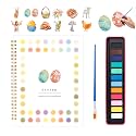 Easter Watercolor Workbook for Adults, Beginner Friendly Watercolor Painting Kit Bunny Eggs Water Coloring Book, Nature-Themed Practice Art Gift Water Color Paint Book with Palette and Brush