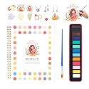Mother's Day Watercolor Workbook for Adults, Beginner Friendly Watercolor Painting Kit Water Coloring Book, Nature-Themed Practice Art Gift Water Color Paint Book with Palette and Brush