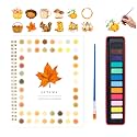 Watercolor Workbook for Adults, Beginner Friendly Watercolor Painting Kit Autumn Water Coloring Book, Nature-Themed Practice Art Gift Water Color Paint Book with Palette and Brush