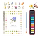 Watercolor Workbook for Adults, Beginner Friendly Watercolor Painting Kit Flowers Water Coloring Book, Nature-Themed Practice Art Gift Water Color Paint Book with Palette and Brush