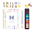 Watercolor Workbook for Adults, Beginner Friendly Watercolor Painting Kit Animals Water Coloring Book, Nature-Themed Practice Art Gift Water Color Paint Book with Palette and Brush