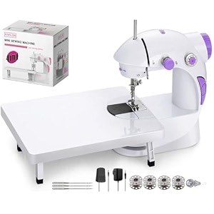 sewing machine electric with table set  portable electric stitching machine with foot pedal bobbin winder led light amp dual speed and extension board d-7