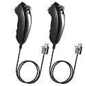 KIWITATA 2 Pack Wii Nunchuck Controllers, Wired Remote Nunchuk Joystick Replacement Gamepad Controller for Wii Wii U Video Game Console Black